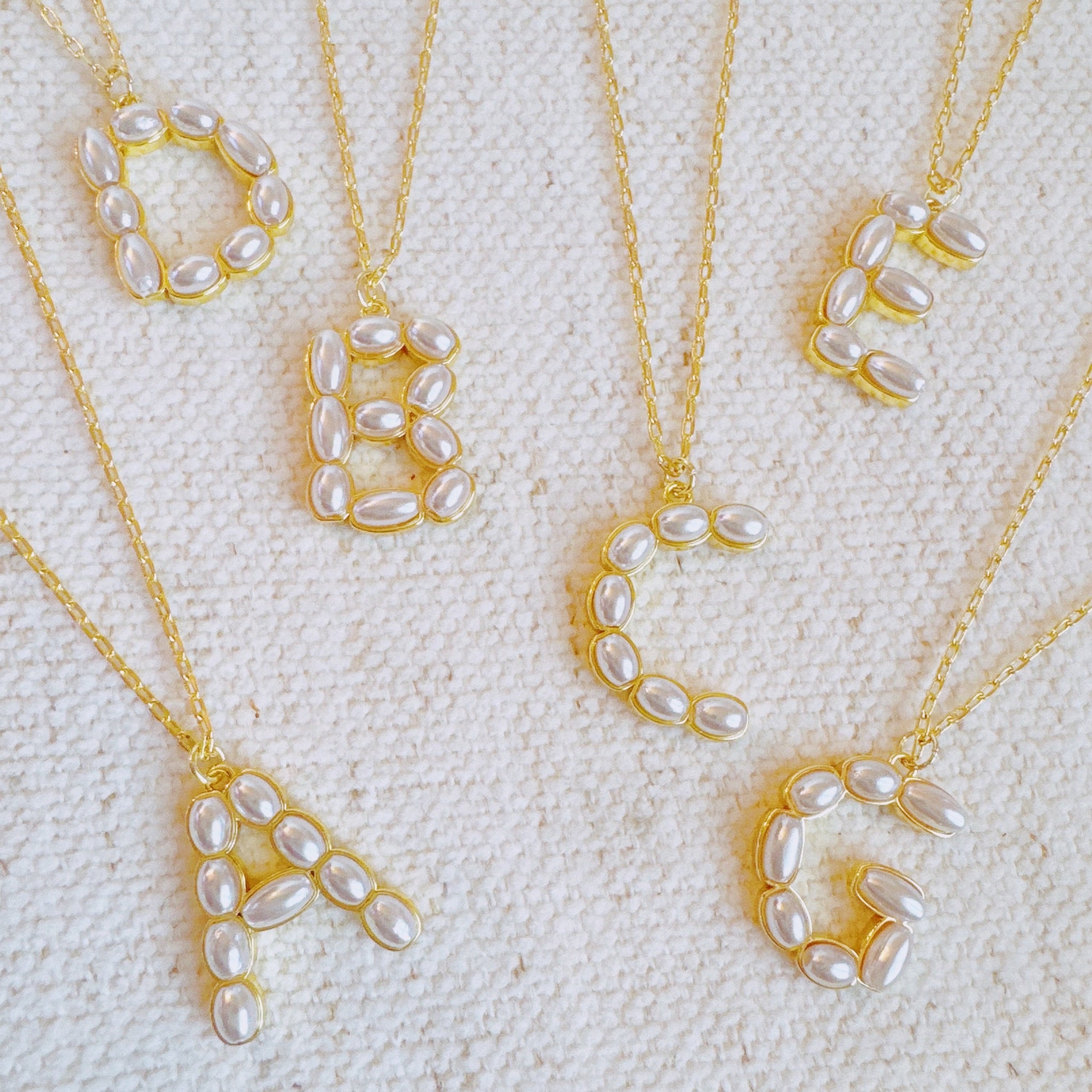 Pearl Mosaic Initial Pendant Necklace - close up of pearl mosaic detail