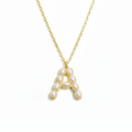 Pearl Mosaic Initial Pendant Necklace - layered with other necklaces