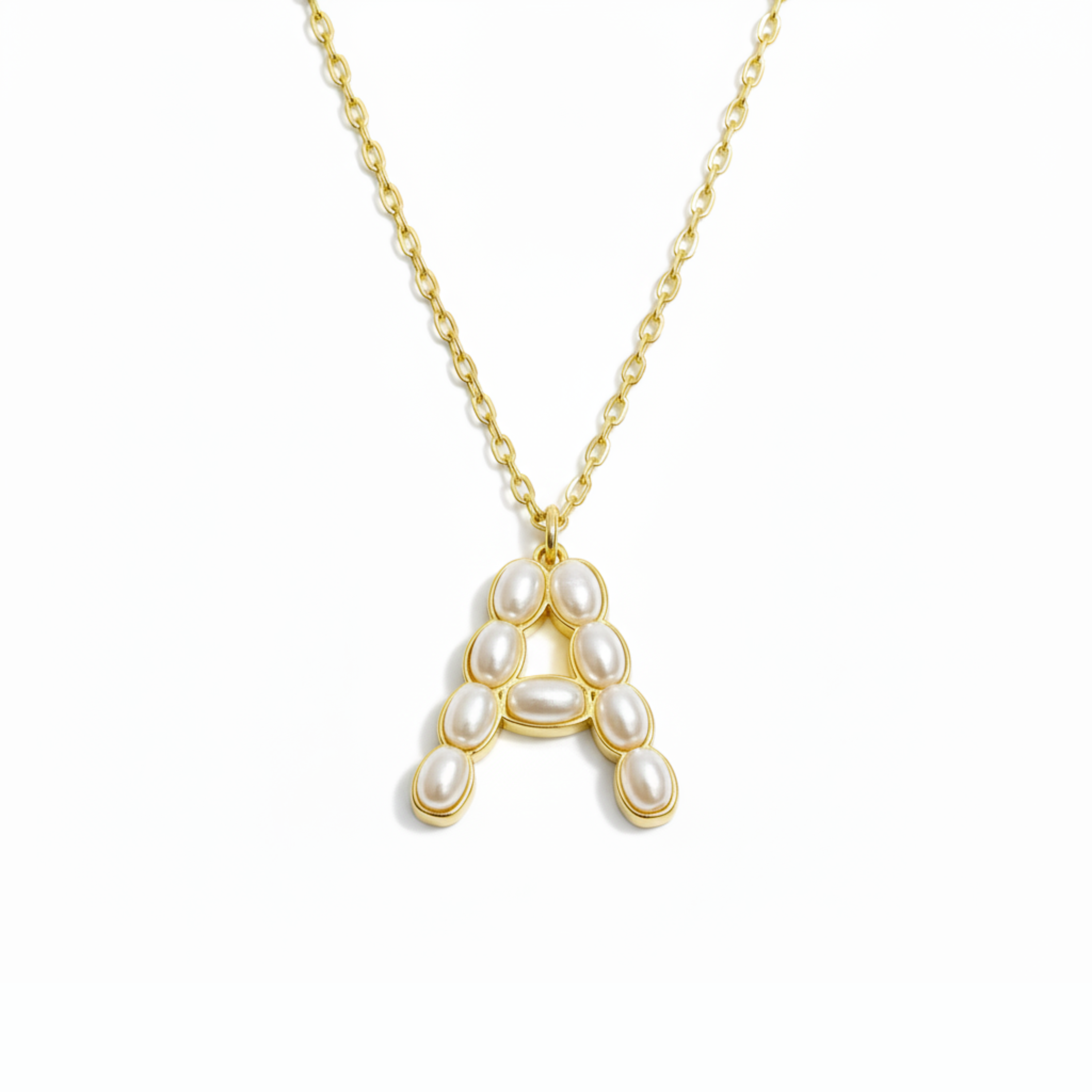 Pearl Mosaic Initial Pendant Necklace - layered with other necklaces