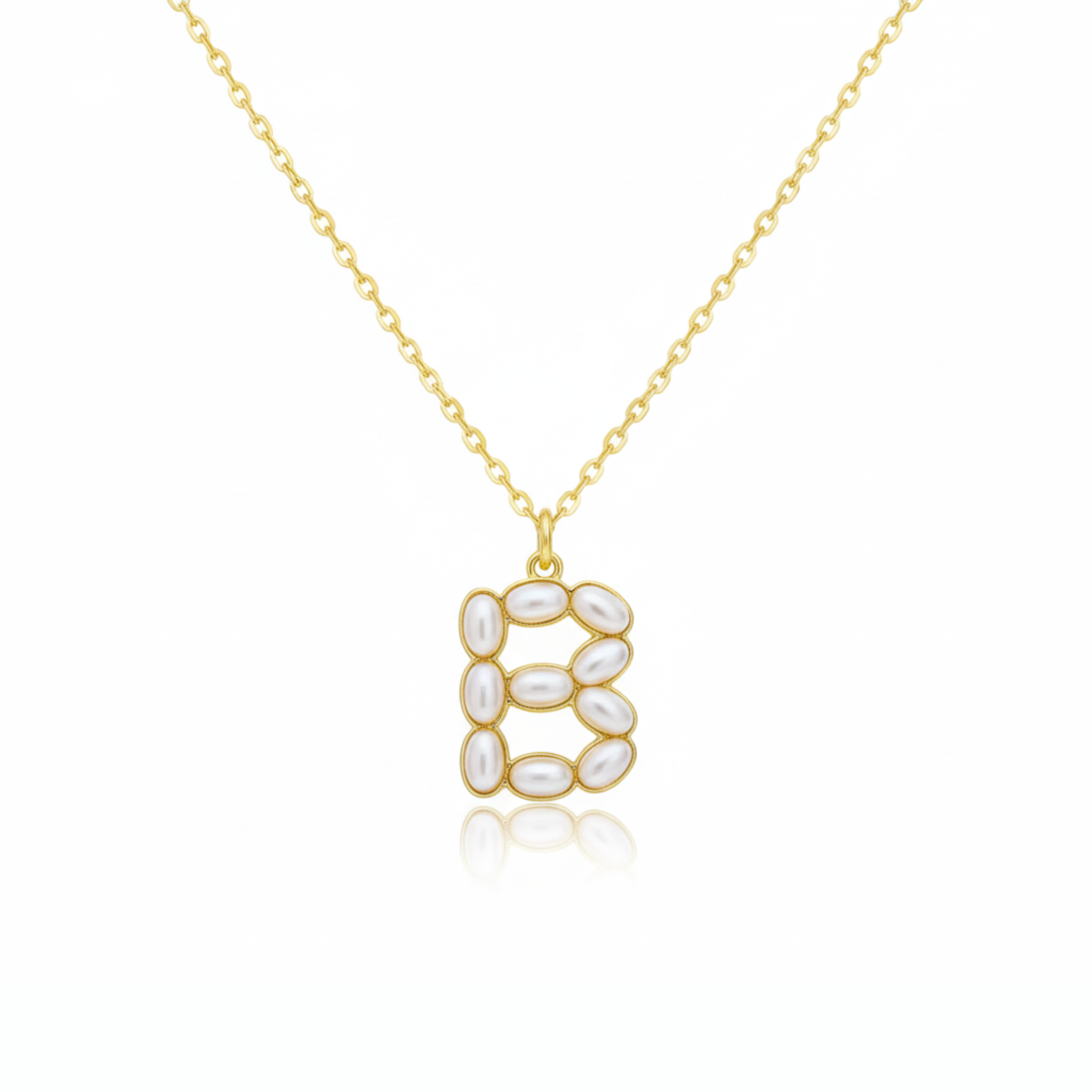Pearl Mosaic Initial Pendant Necklace