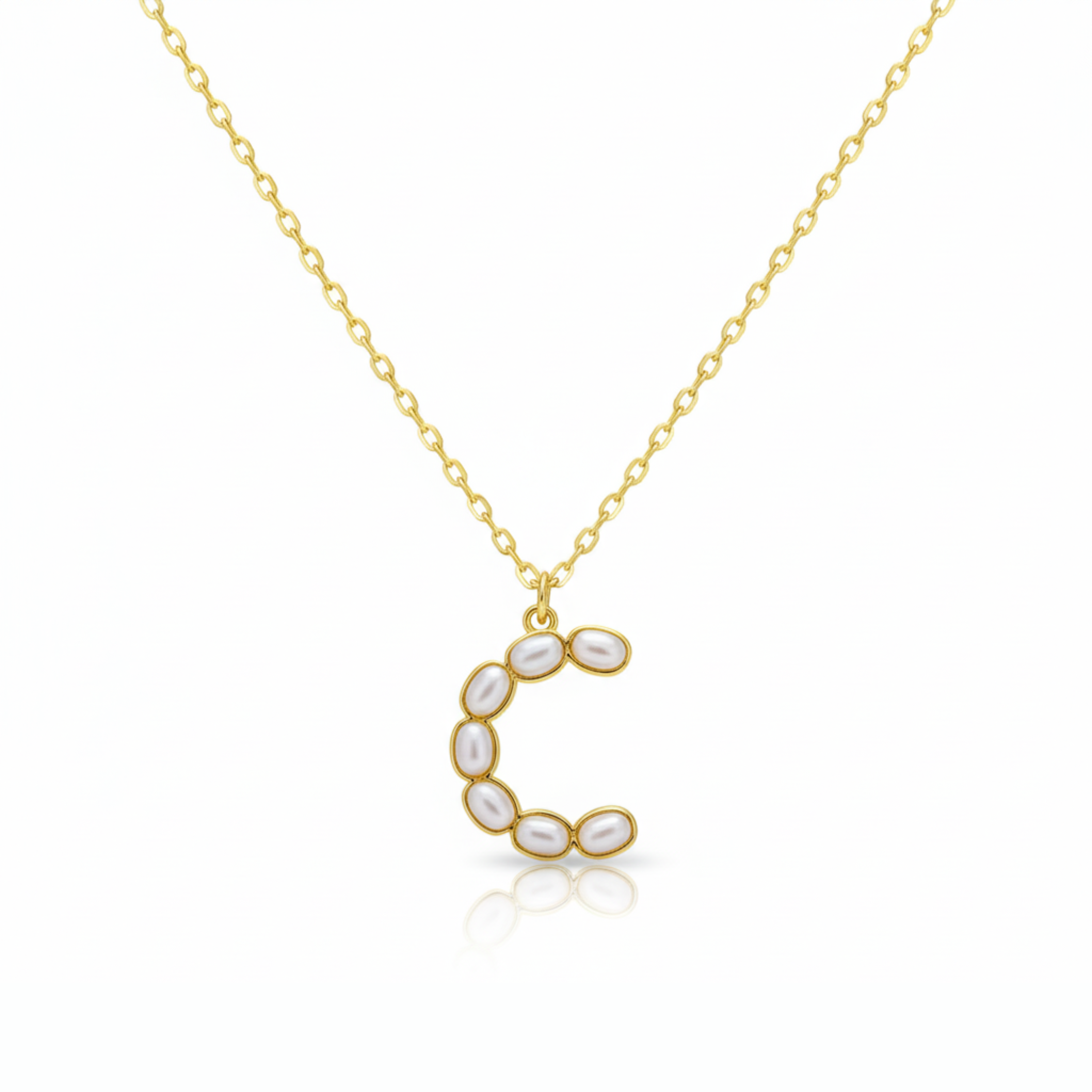 Pearl Mosaic Initial Pendant Necklace