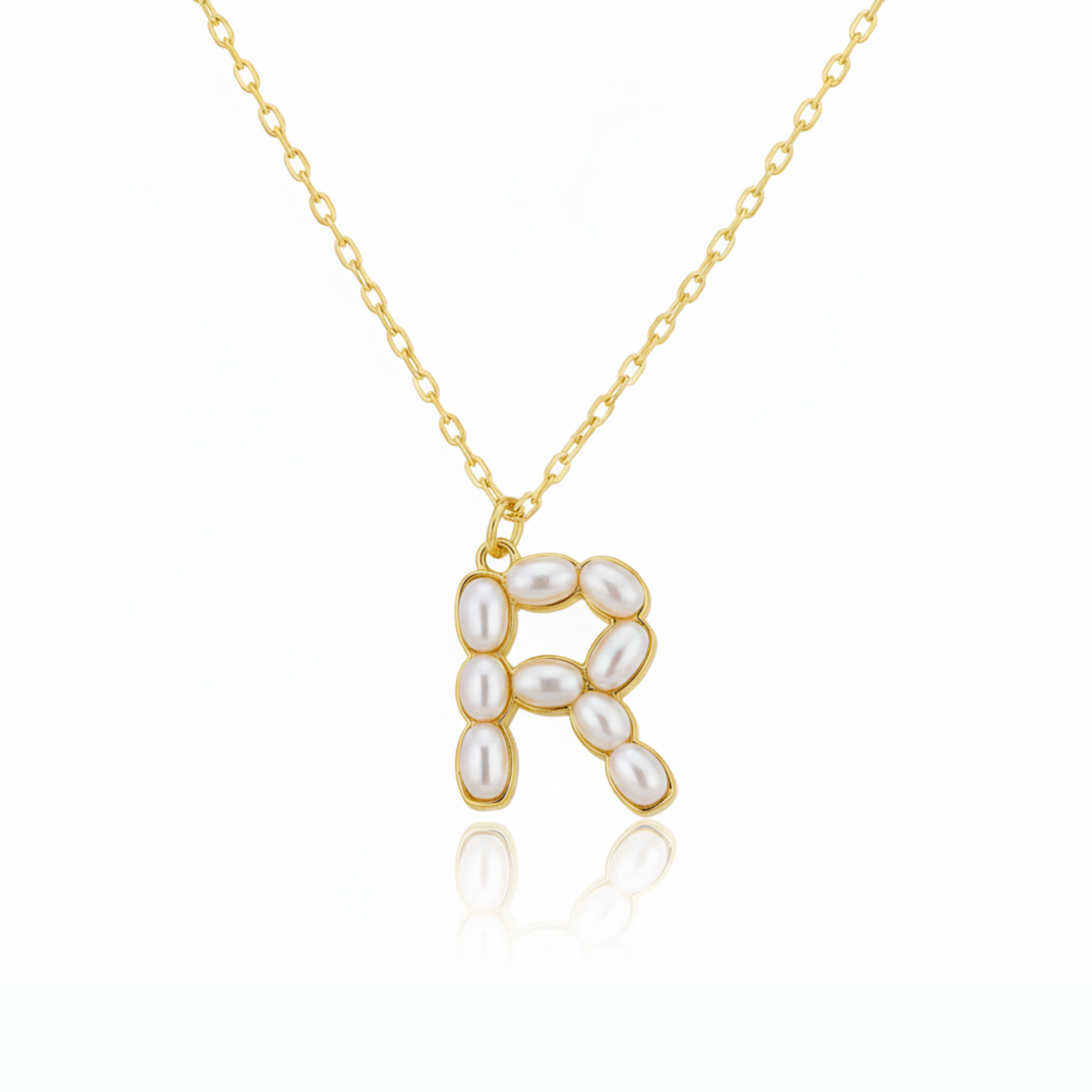 Pearl Mosaic Initial Pendant Necklace