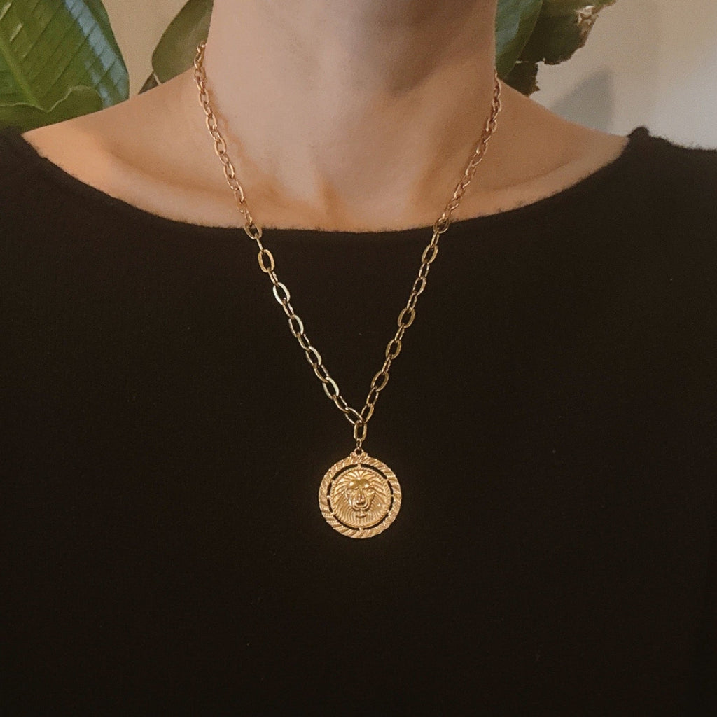 Regal Medallion Necklace - styled on model