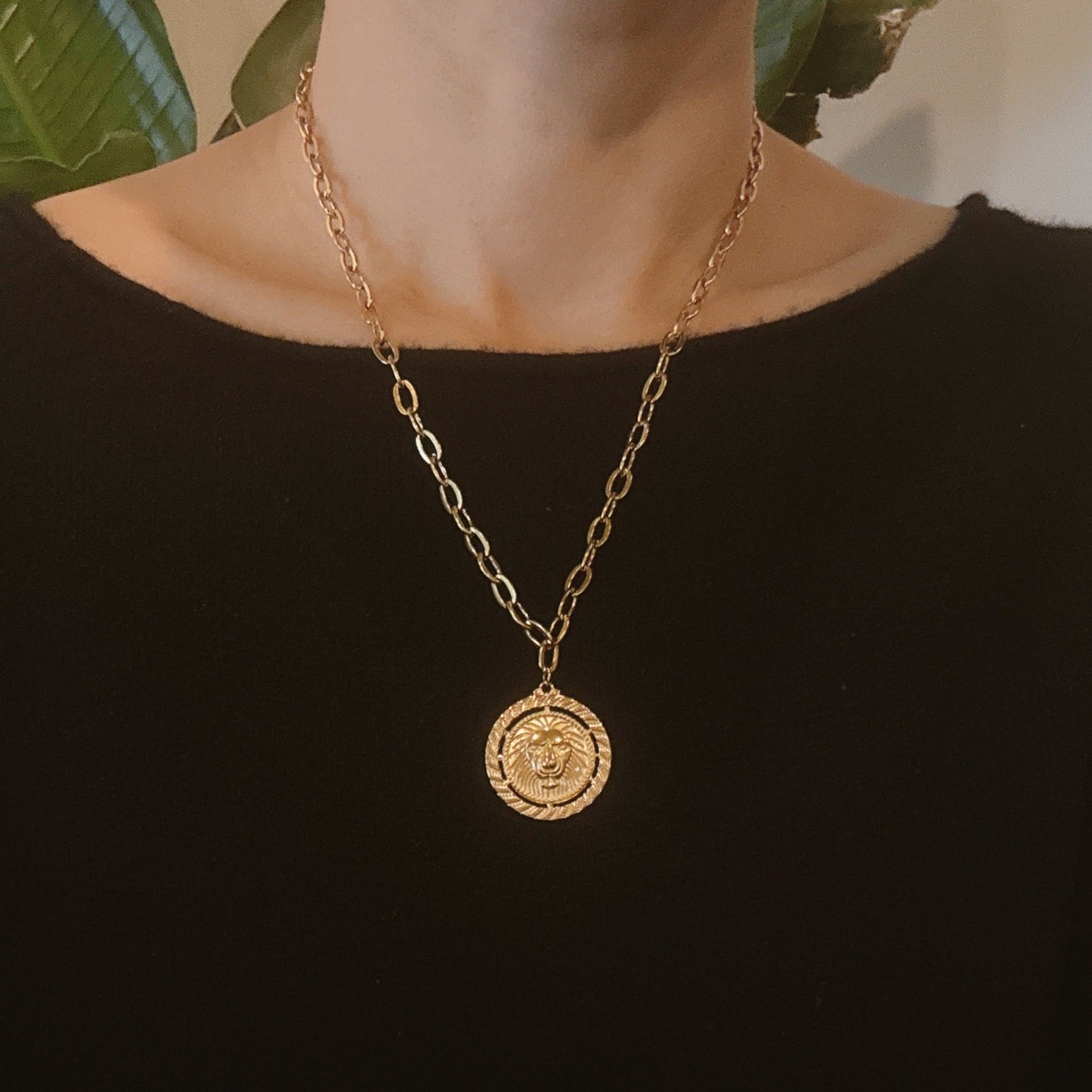 Regal Medallion Necklace - styled on model