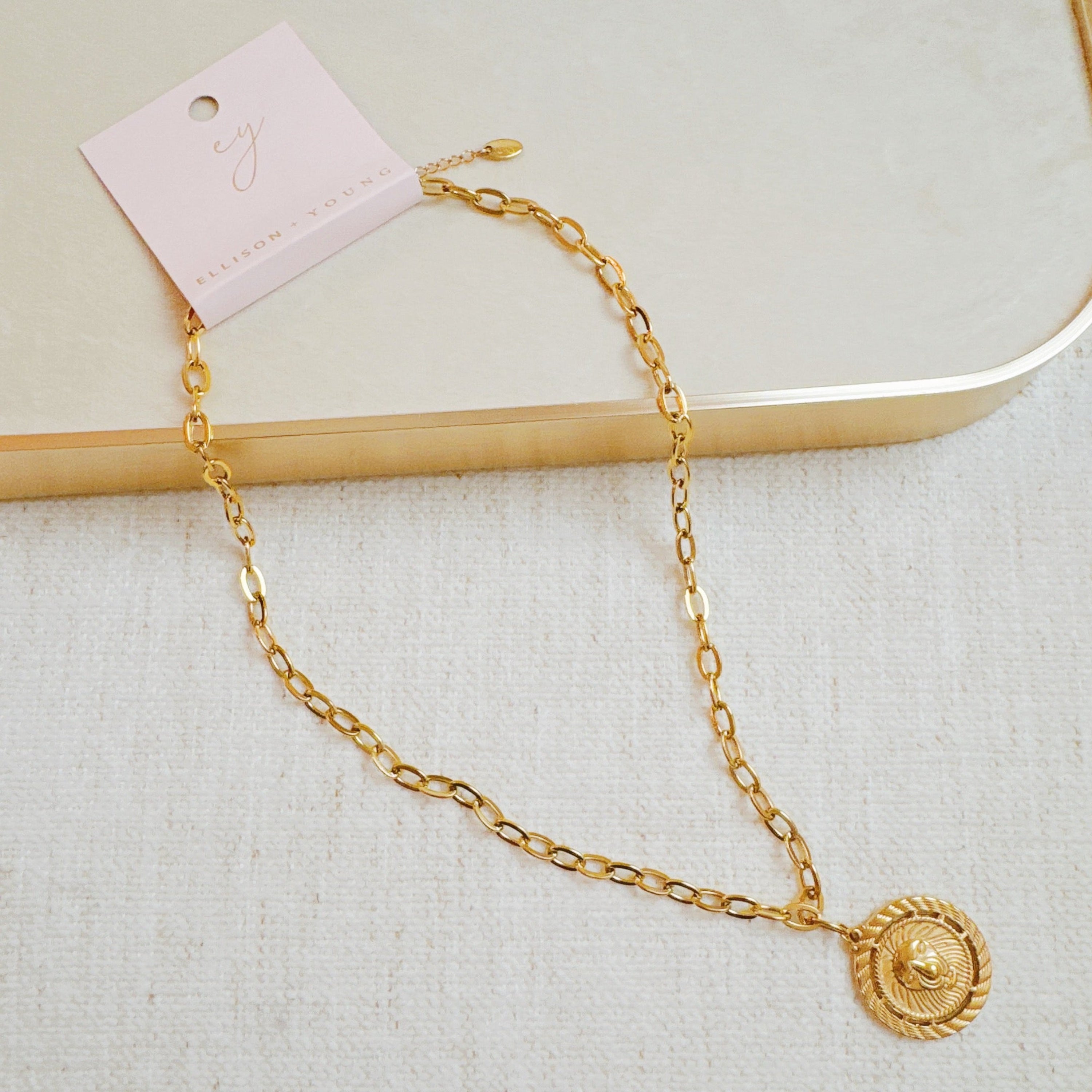 Regal Medallion Necklace - close up of medallion pendant detail