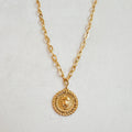 Regal Medallion Necklace in Gold - sleek medallion pendant on chain
