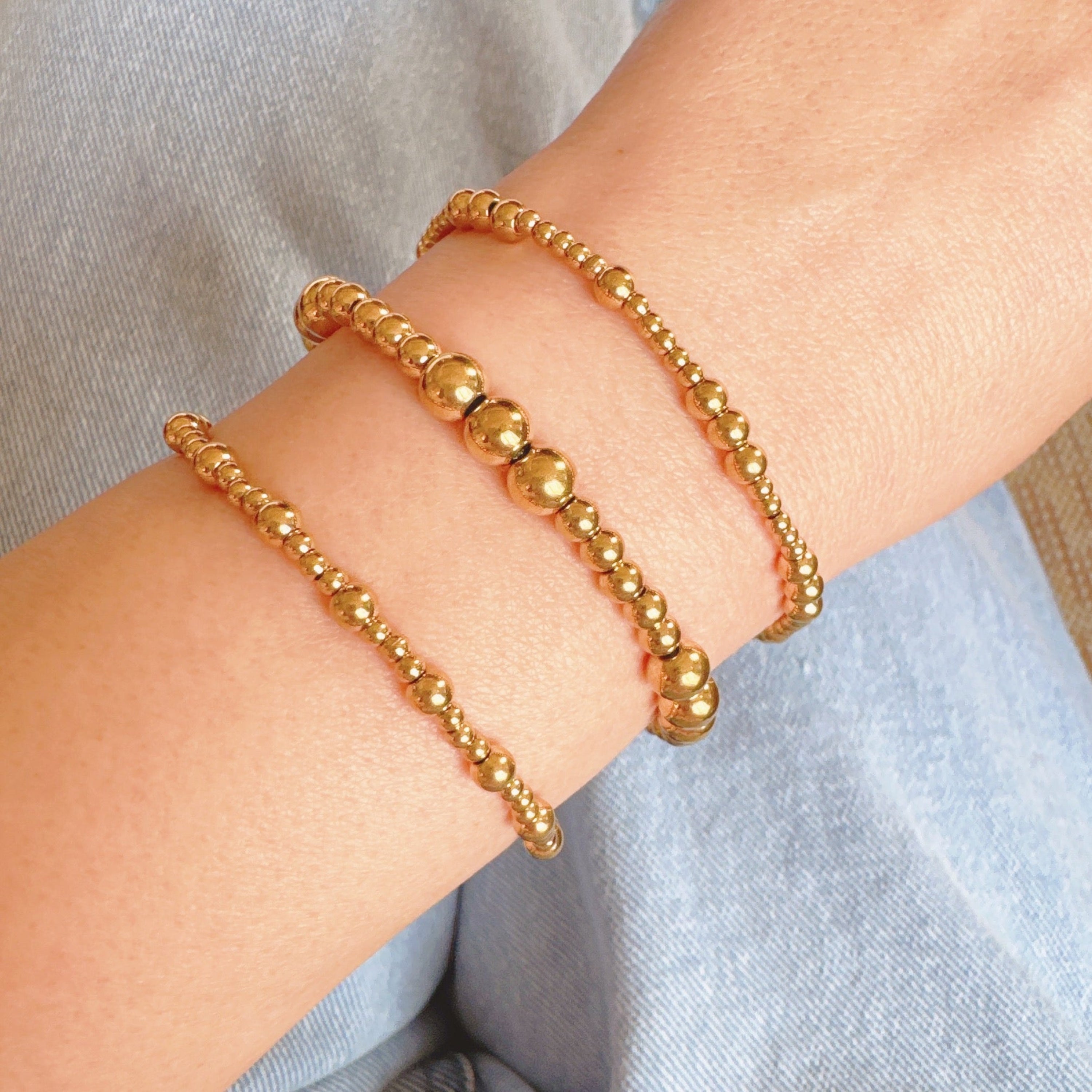 Rhythmical Keep It Forever Stretch Bracelet Set in Gold - stacked bracelet set