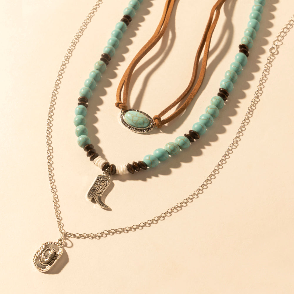 Myra Cody Charm Layered Necklace, turquoise beaded Southwestern style