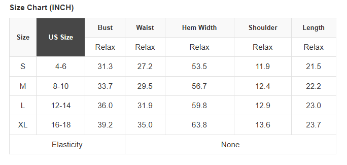 Size chart for smocked lace sleeveless peplum top