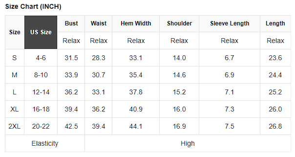 Size chart for floral mesh mock neck short sleeve top