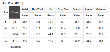 Mineral Wash Elastic Waist Barrel Leg Pants size chart
