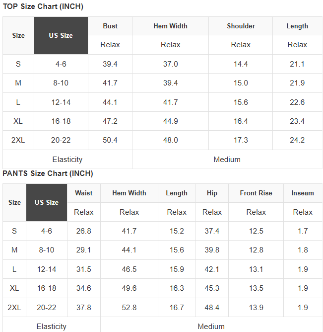 Polka Dot Ribbed Trim Tank and Mini Skort Set size chart