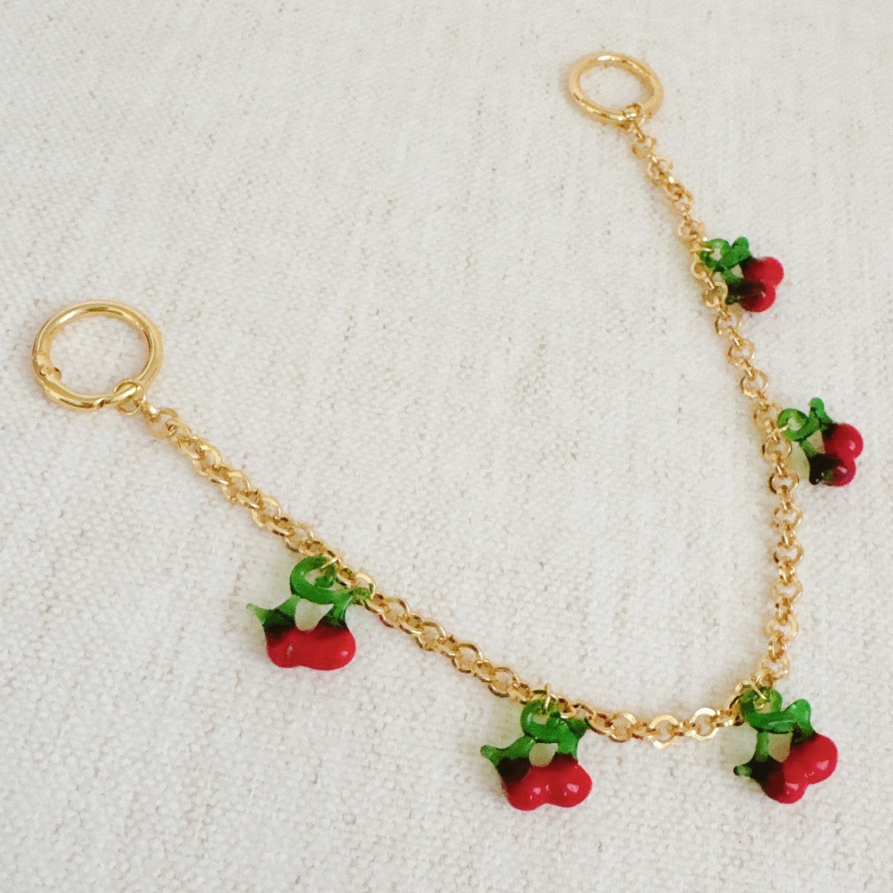 Sweet Cherry Drops Bag Charm - clipped to handbag