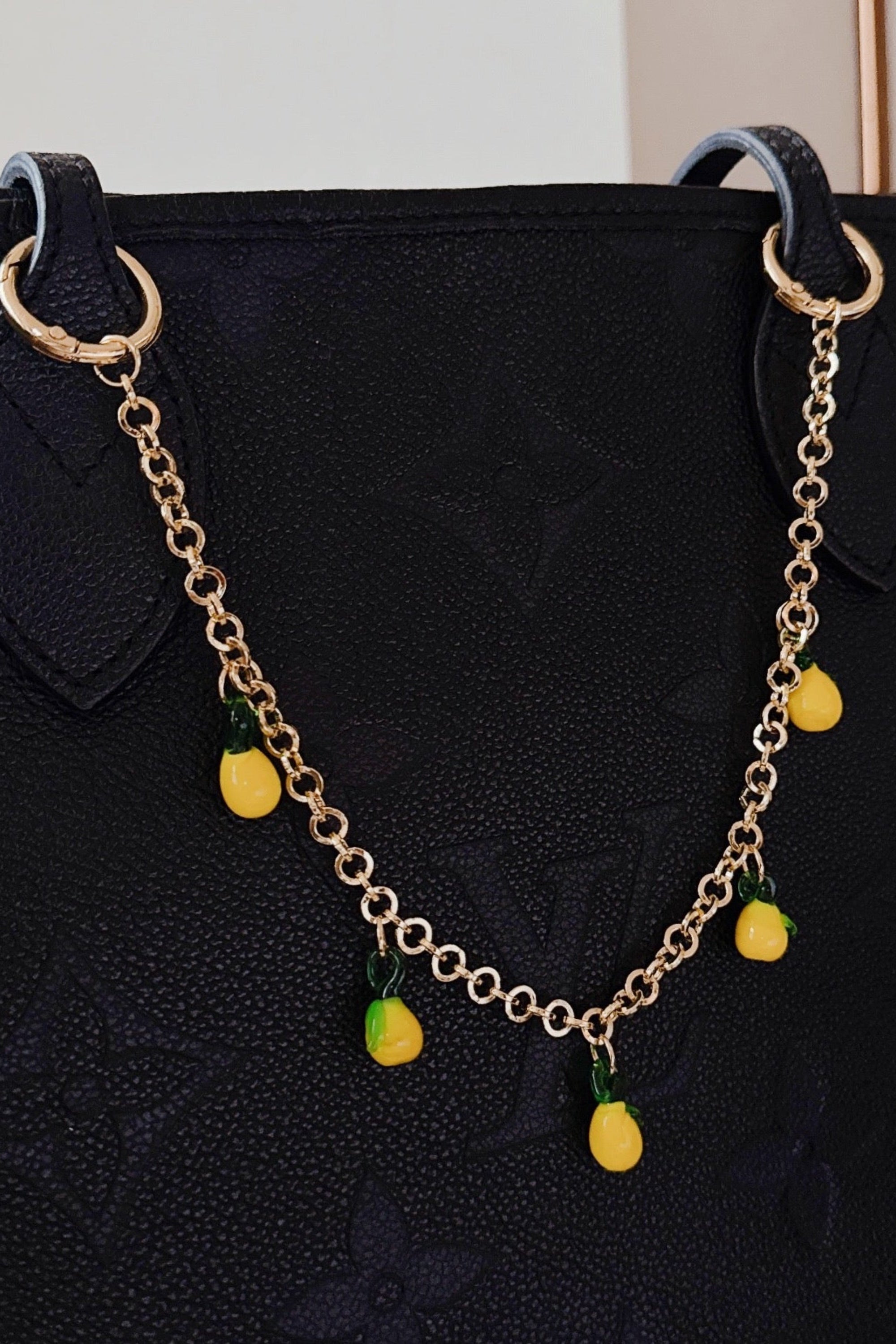 Sweet Lemon Drops Bag Charm - clipped to handbag