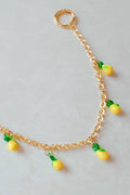 Sweet Lemon Drops Bag Charm - glass lemon charms with golden hardware