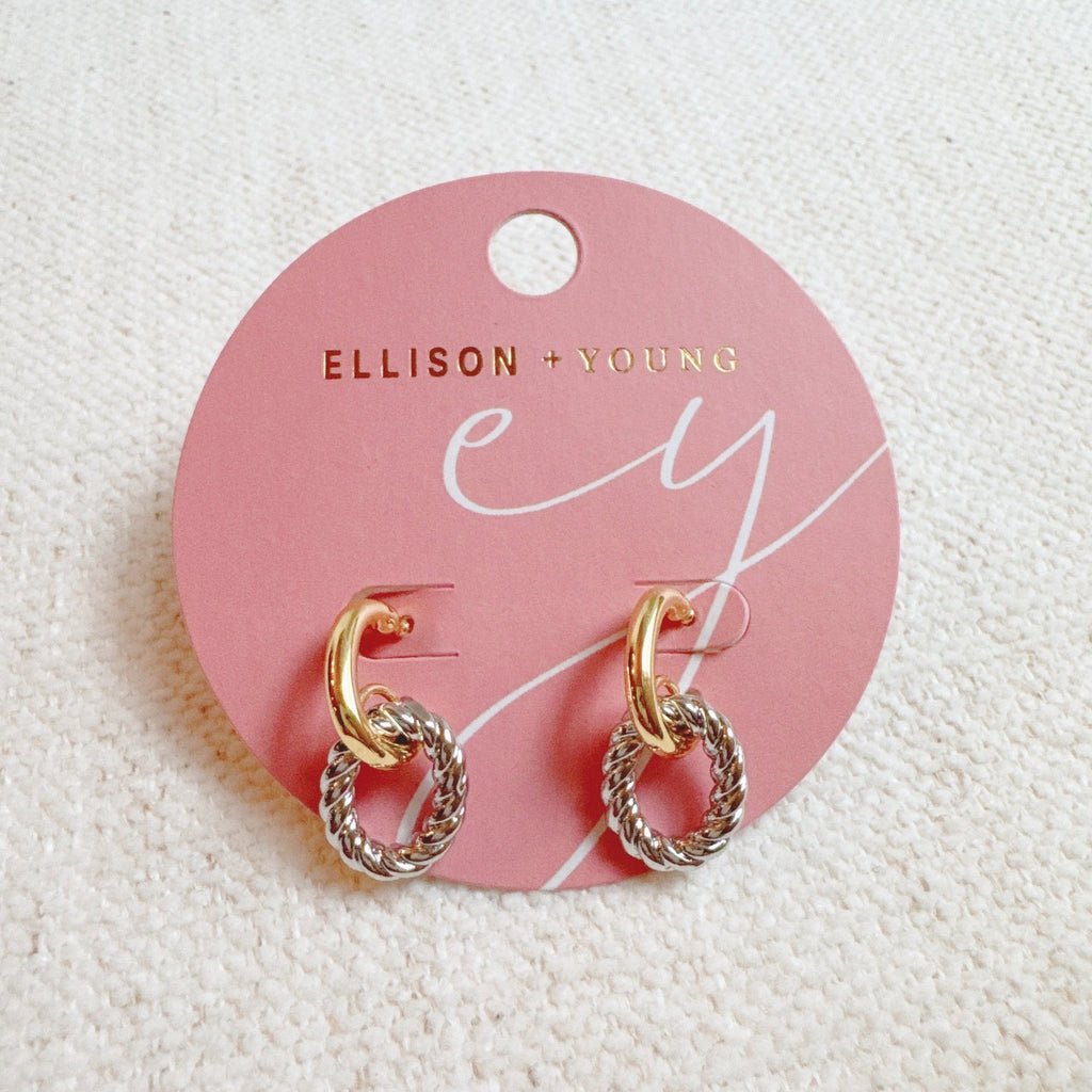 Two Toned Knocker Earrings - close up of two tone detail