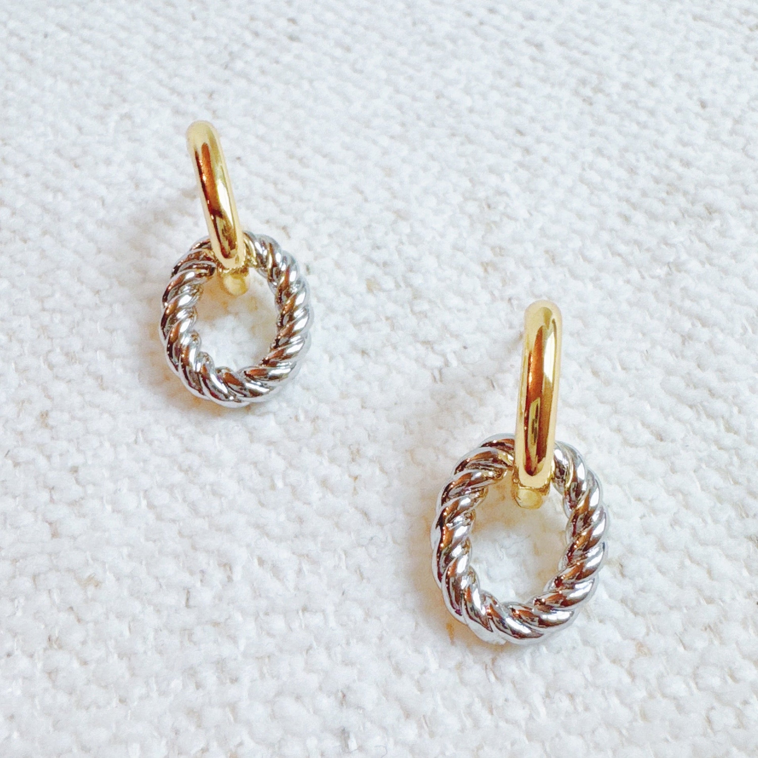 Two Toned Knocker Earrings - gold and silver two tone knocker design