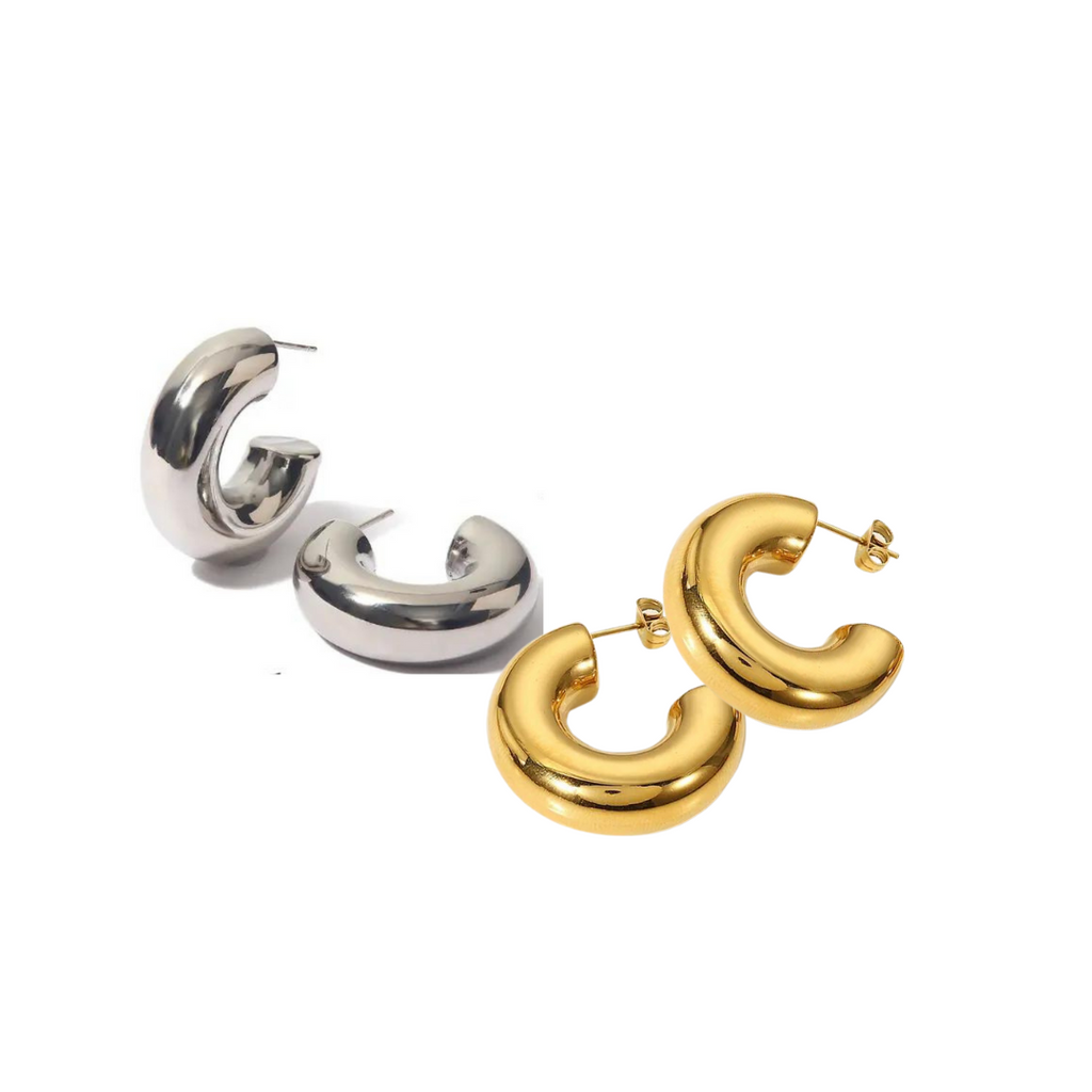 Baila Conmigo Hoops styled on model