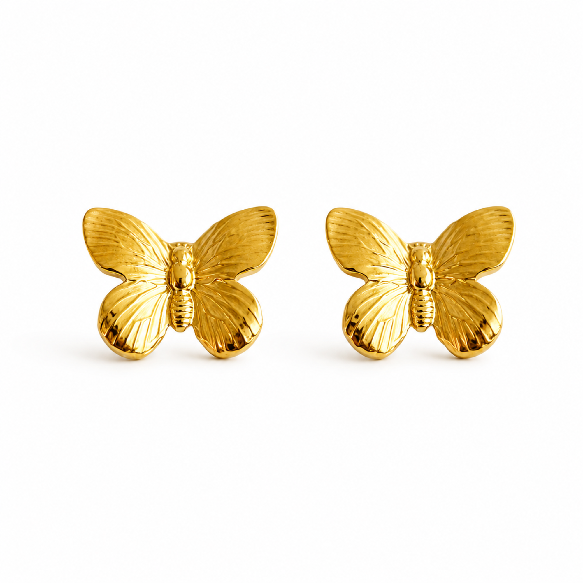 Vintage Butterfly Solo Stud Earrings in Gold - detailed butterfly design