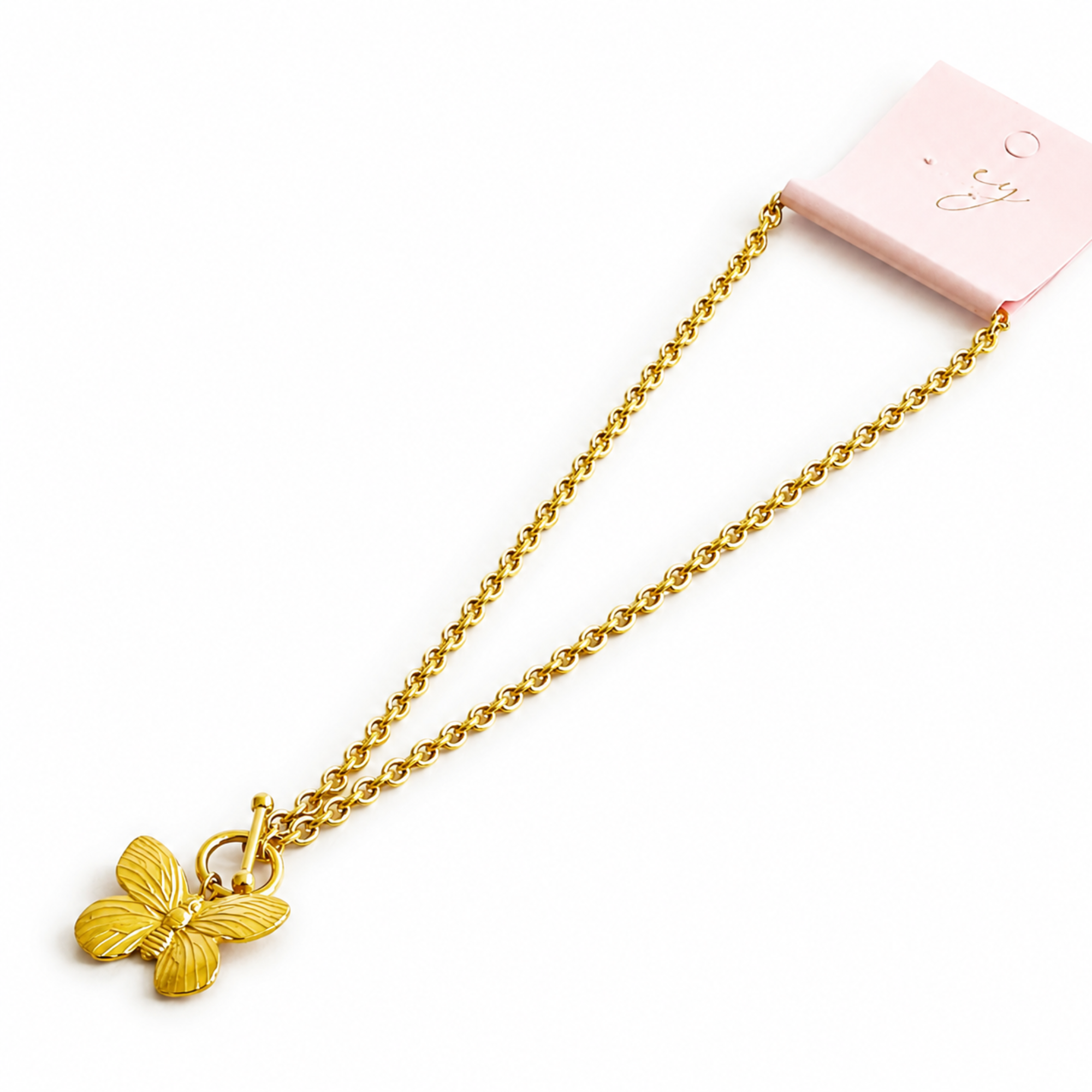 Vintage Butterfly Solo Toggle Necklace - flat lay view