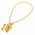 Vintage Butterfly Solo Toggle Necklace in Gold - butterfly pendant on toggle chain