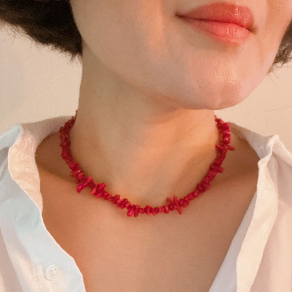 White Sands Coral Reef Necklace - styled on model