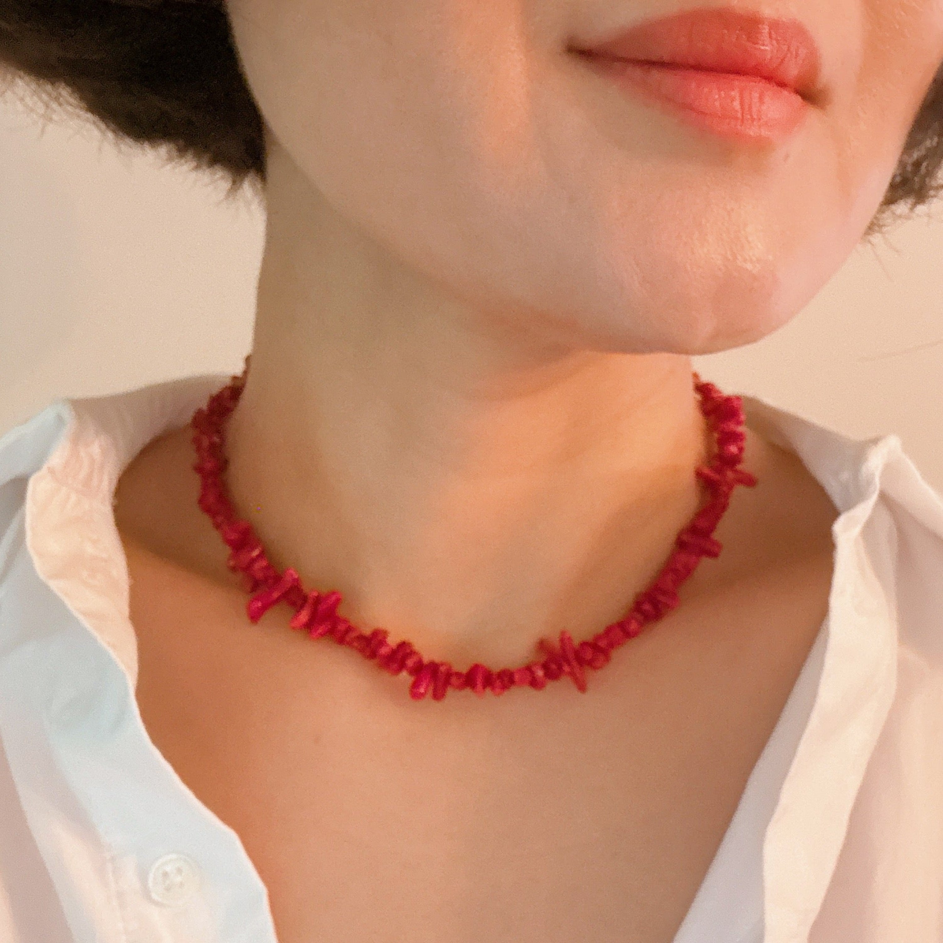 White Sands Coral Reef Necklace - styled on model
