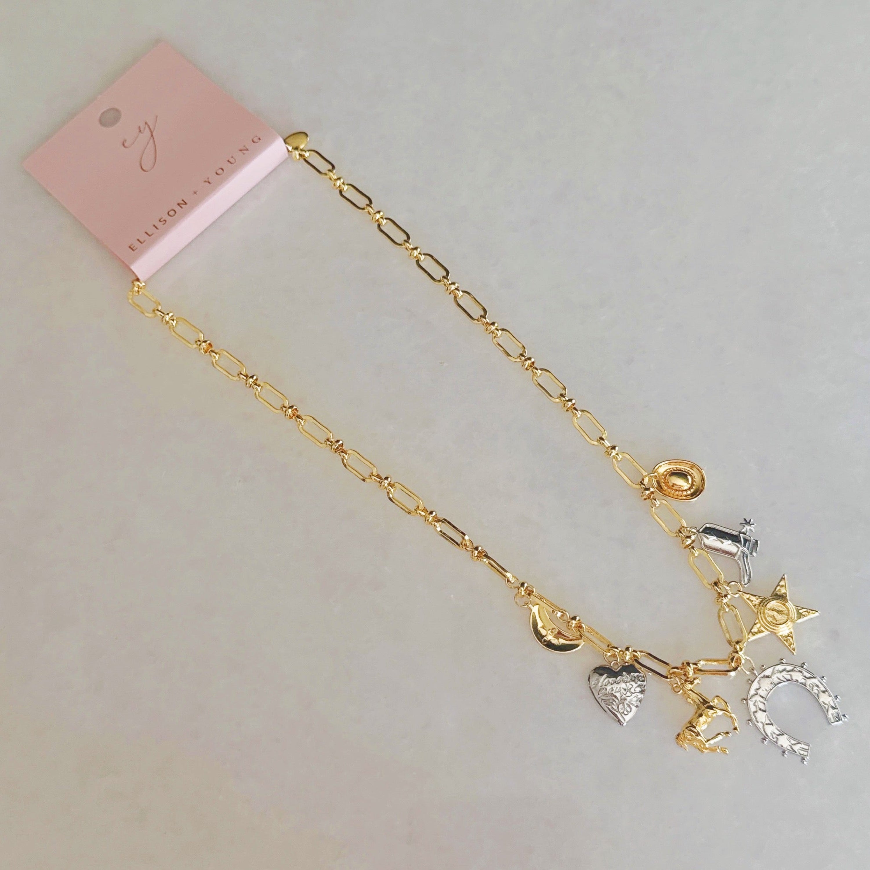 Wild Western Multi Charm Necklace - styled on model
