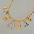 Wild Western Multi Charm Necklace - western boot star and charm necklace in gold
