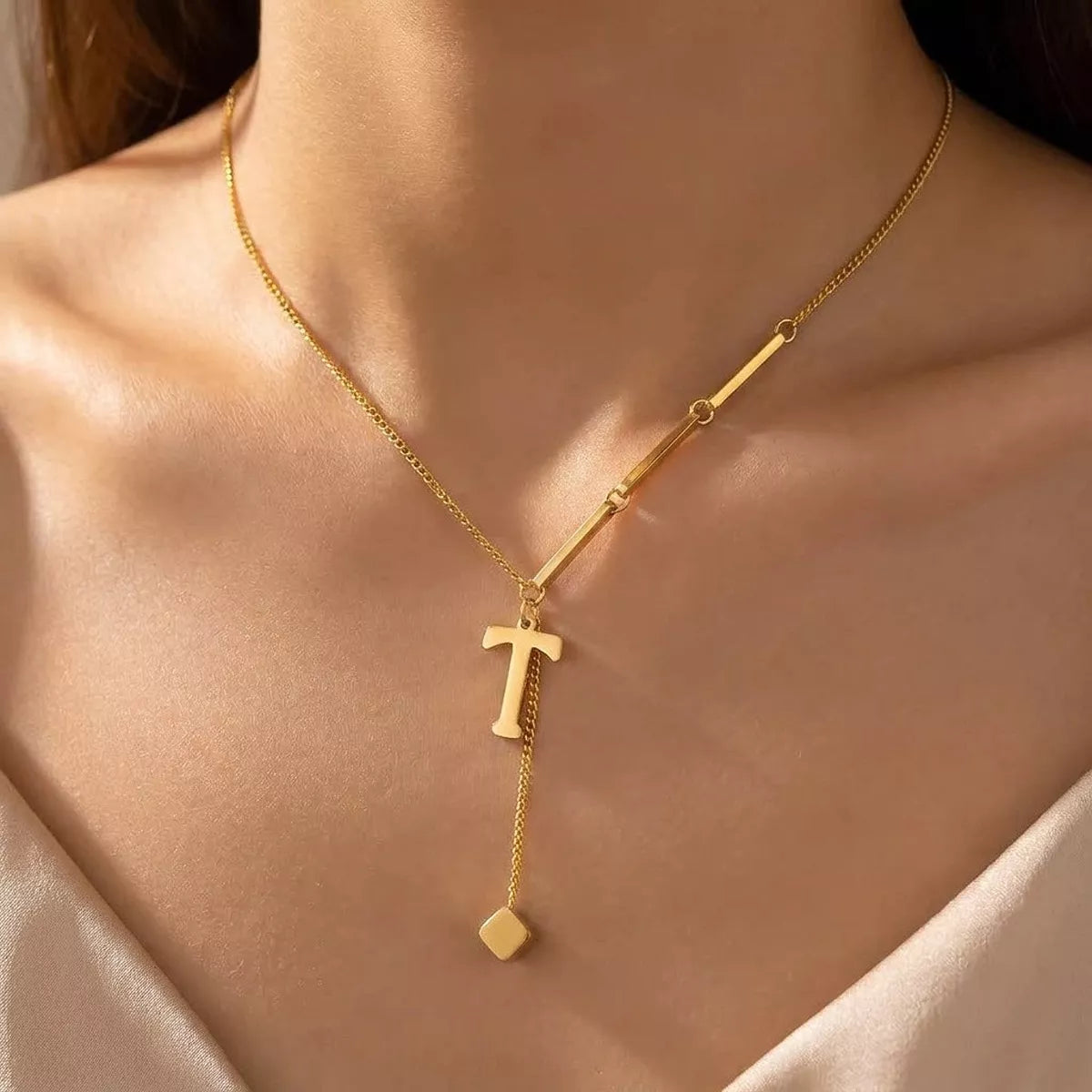 18K gold-plated initial pendant necklace, letters A-Z - view 23