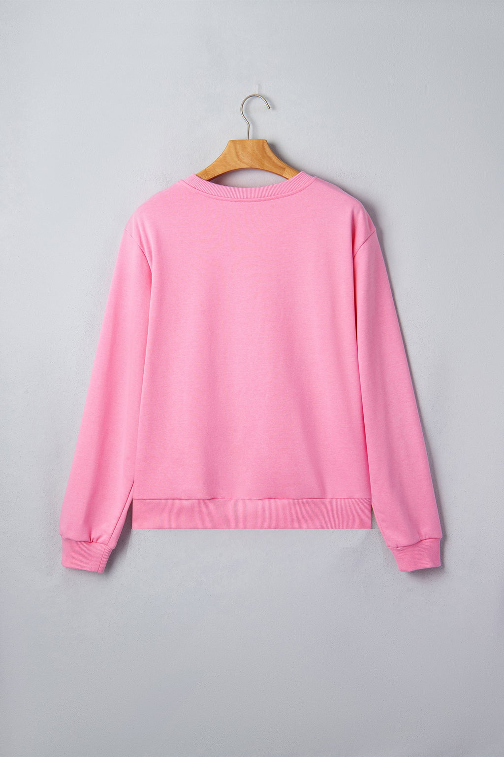 Halloween Embroidered Jack-O-Lantern Sweatshirt in Pink, styled view