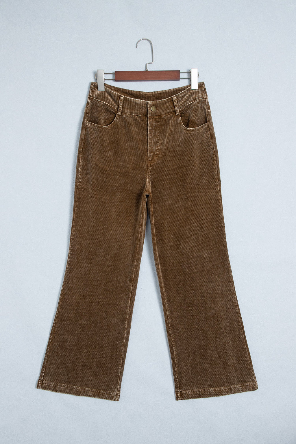 Corduroy Mineral Washed Straight Leg Pants in camel, detail