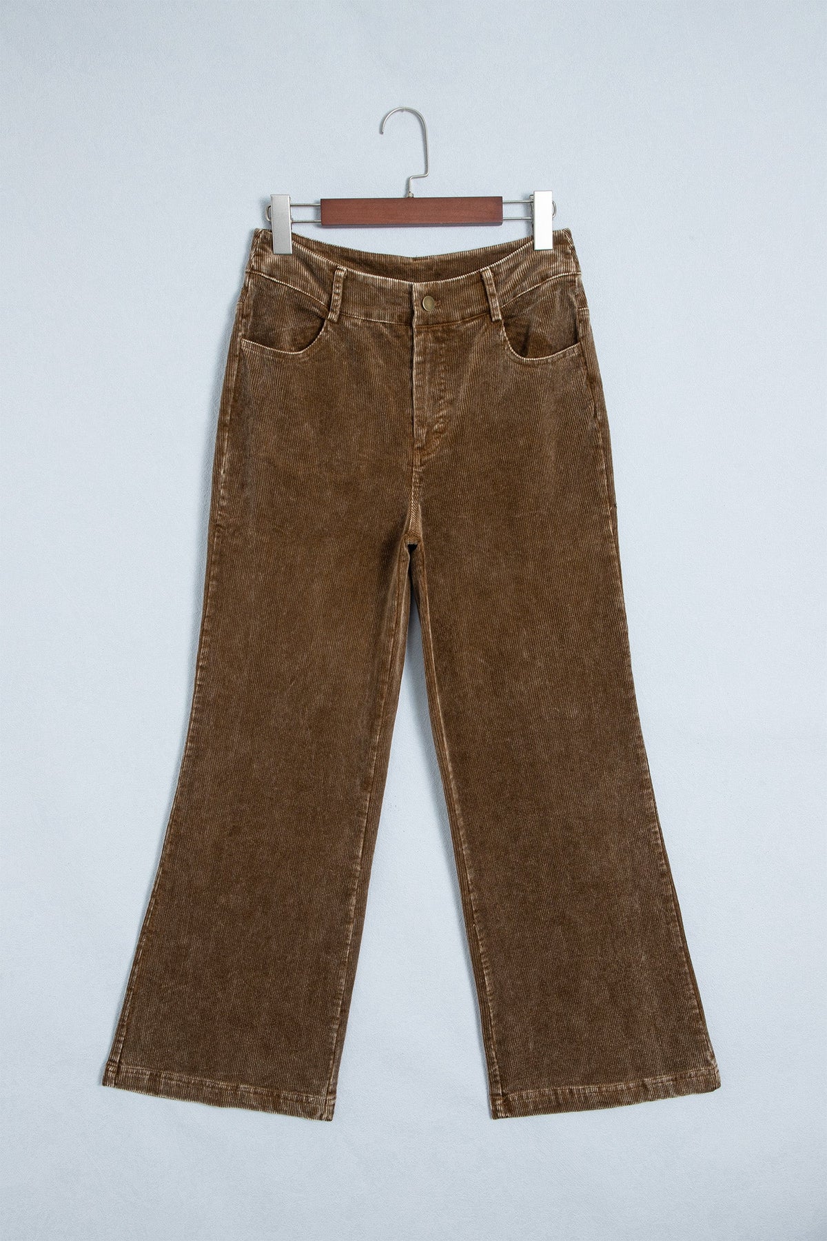 Corduroy Mineral Washed Straight Leg Pants in camel, detail