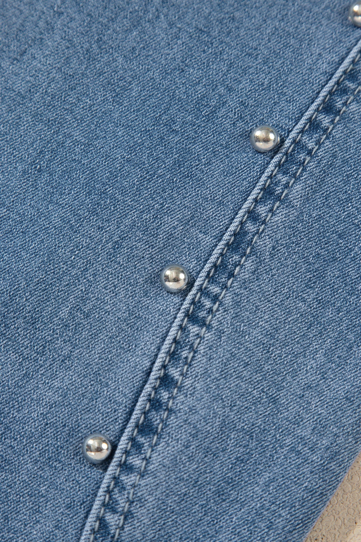 Studded Side Seam Ankle Jeans in dusk blue, side view