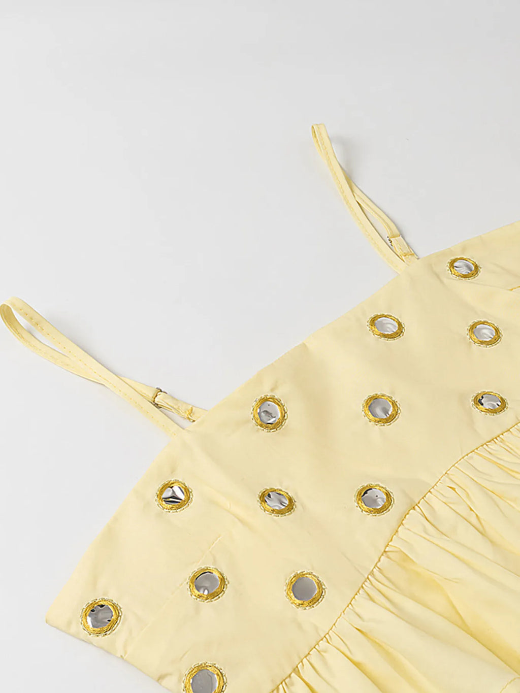 Eyelet Cami and Bubble Skirt Set - cutout ruffled two-piece set, view 7