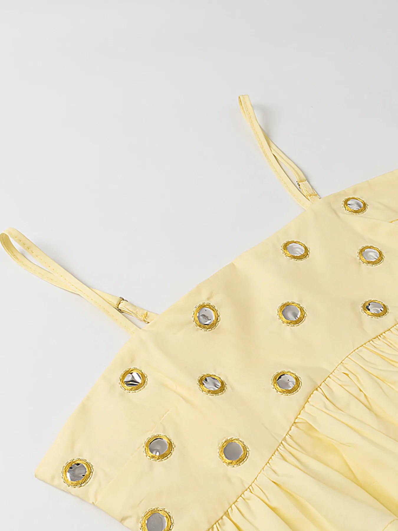 Eyelet Cami and Bubble Skirt Set - cutout ruffled two-piece set, view 7