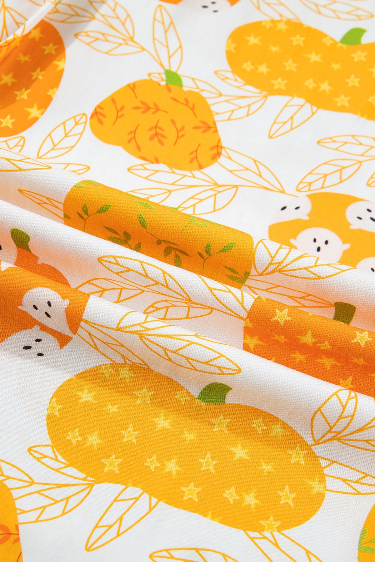 Pumpkin Polka Dot Trim Lounge Set in orange, worn