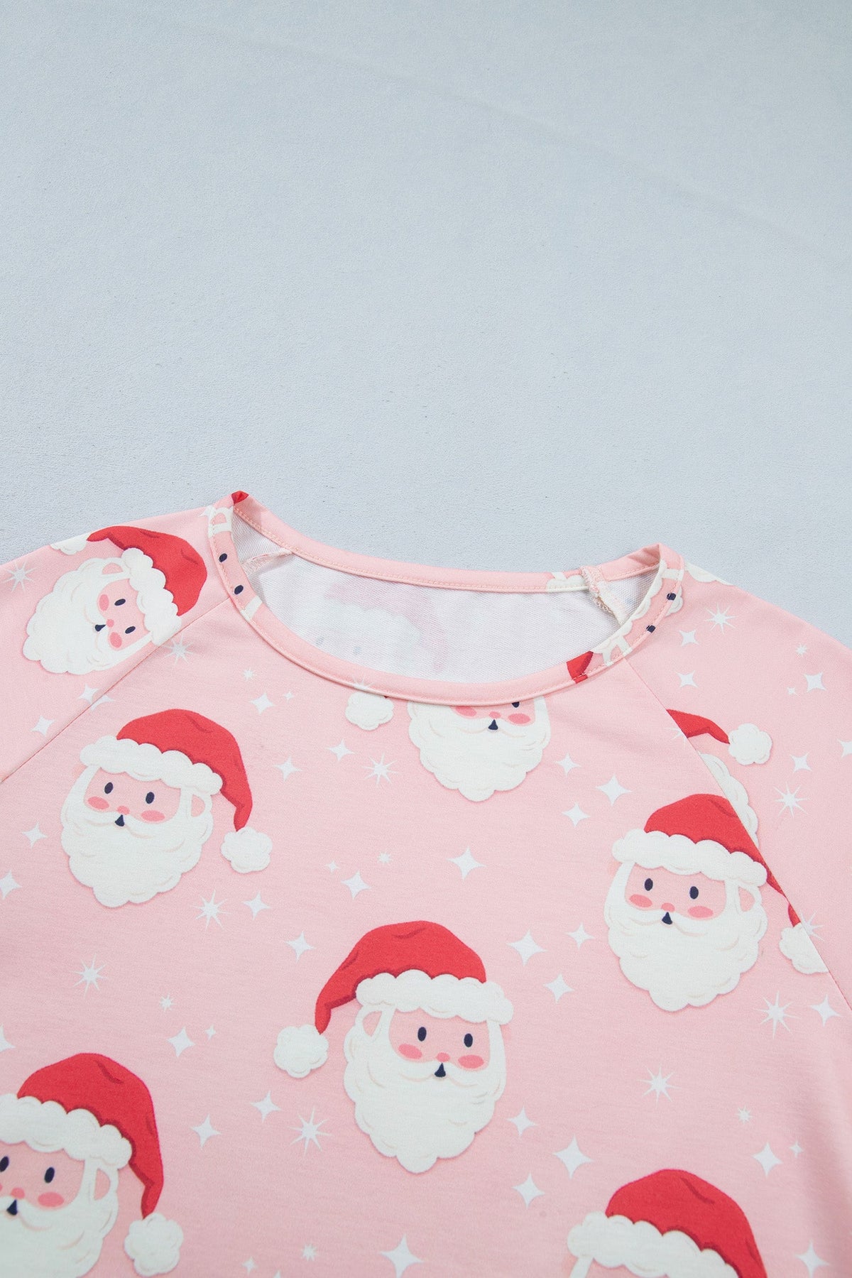 Christmas Santa Raglan Pajama Set in pink, back view