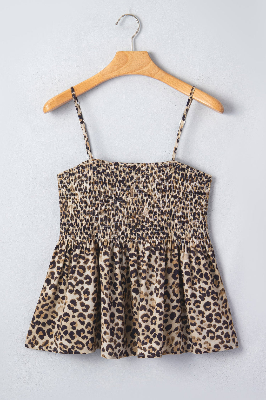 Leopard tank top shirred bust detail