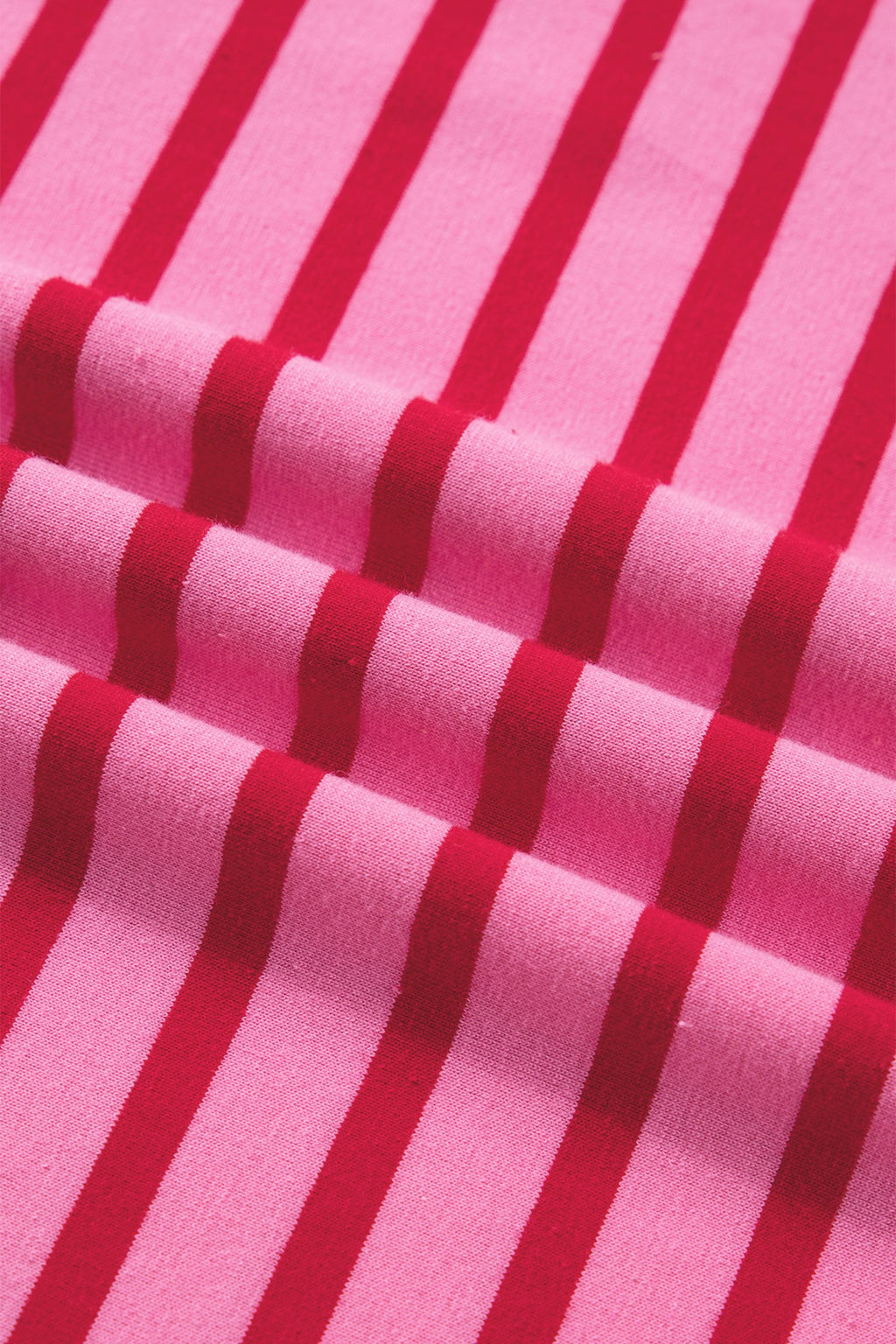 Stripe Scalloped Trim Short Sleeve Side Slit Dress in Rose Stripe - styled casual outfit view