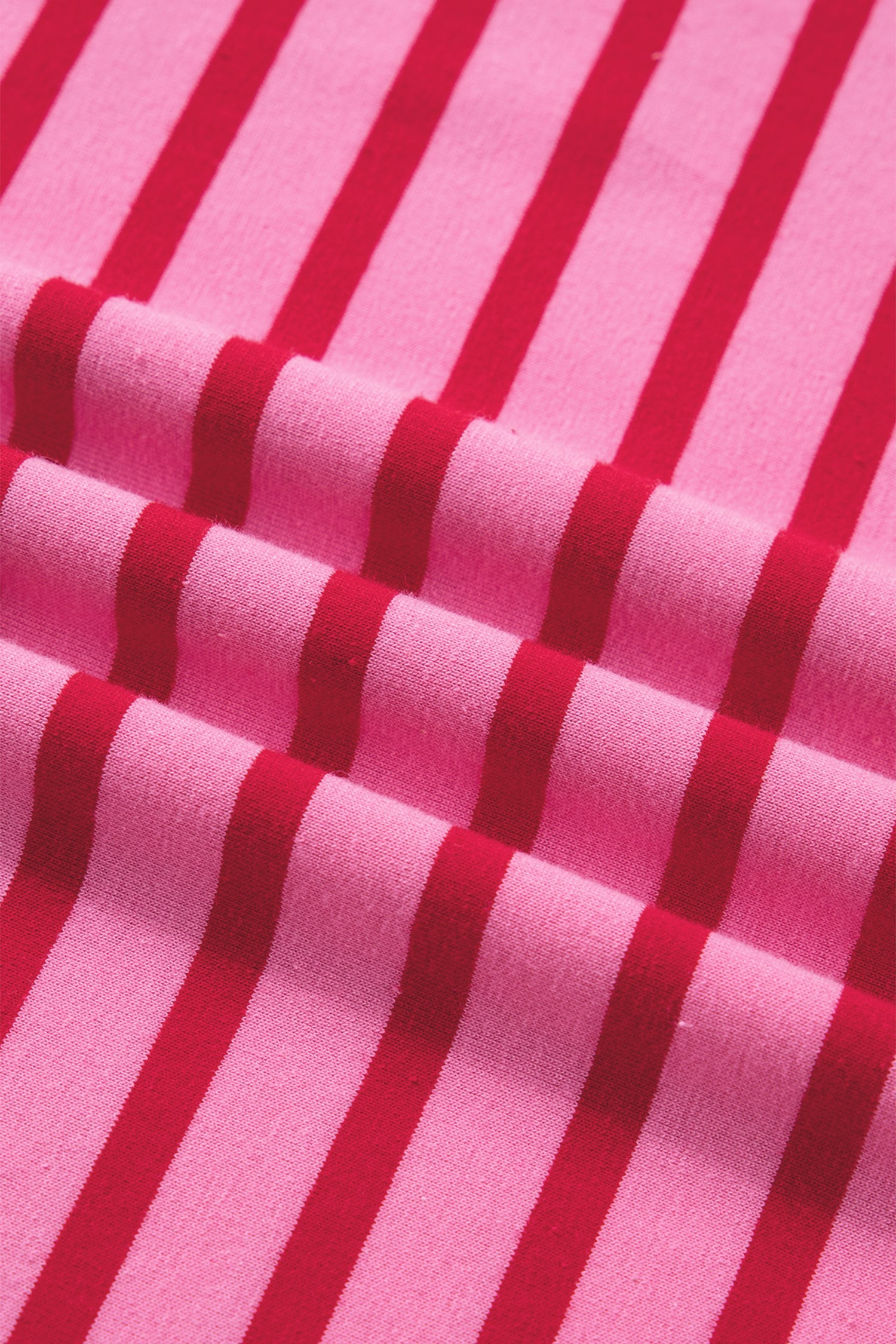 Stripe Scalloped Trim Short Sleeve Side Slit Dress in Rose Stripe - styled casual outfit view