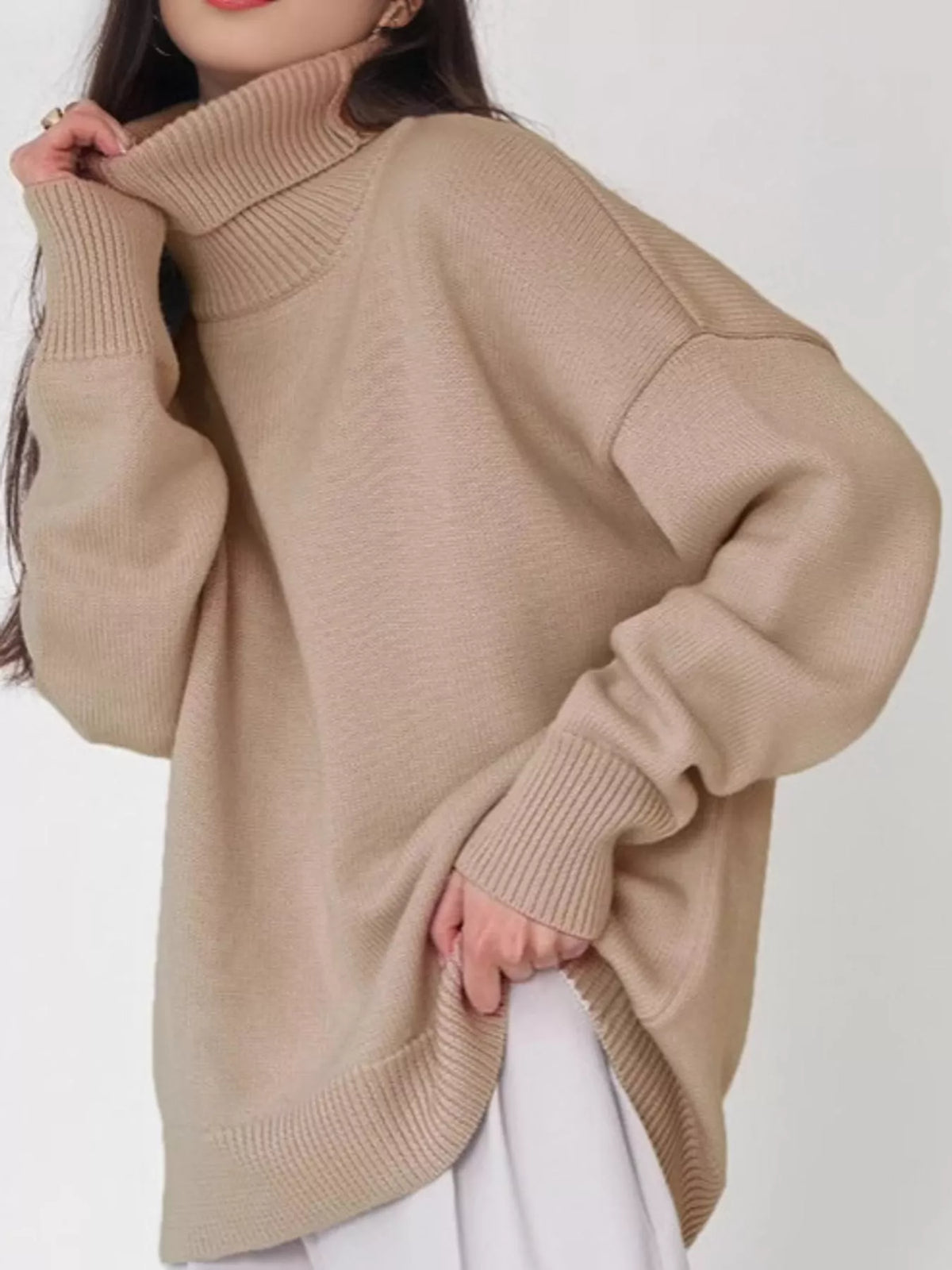 Oversized turtleneck sweater with dropped shoulders - view 14