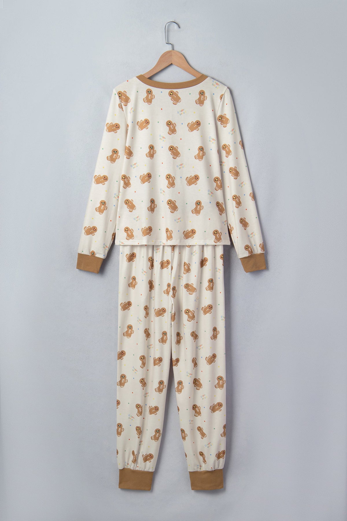 Christmas Gingerbread Top & Pants Pajama Set in khaki, styled view