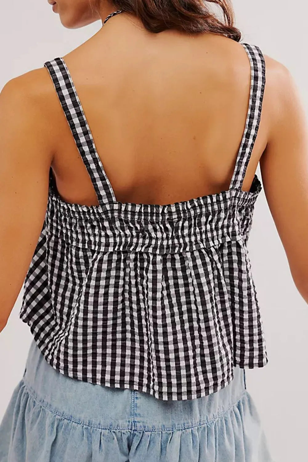 Tied Front Textured Square Neck Cami - square neck tie-front cami, view 8