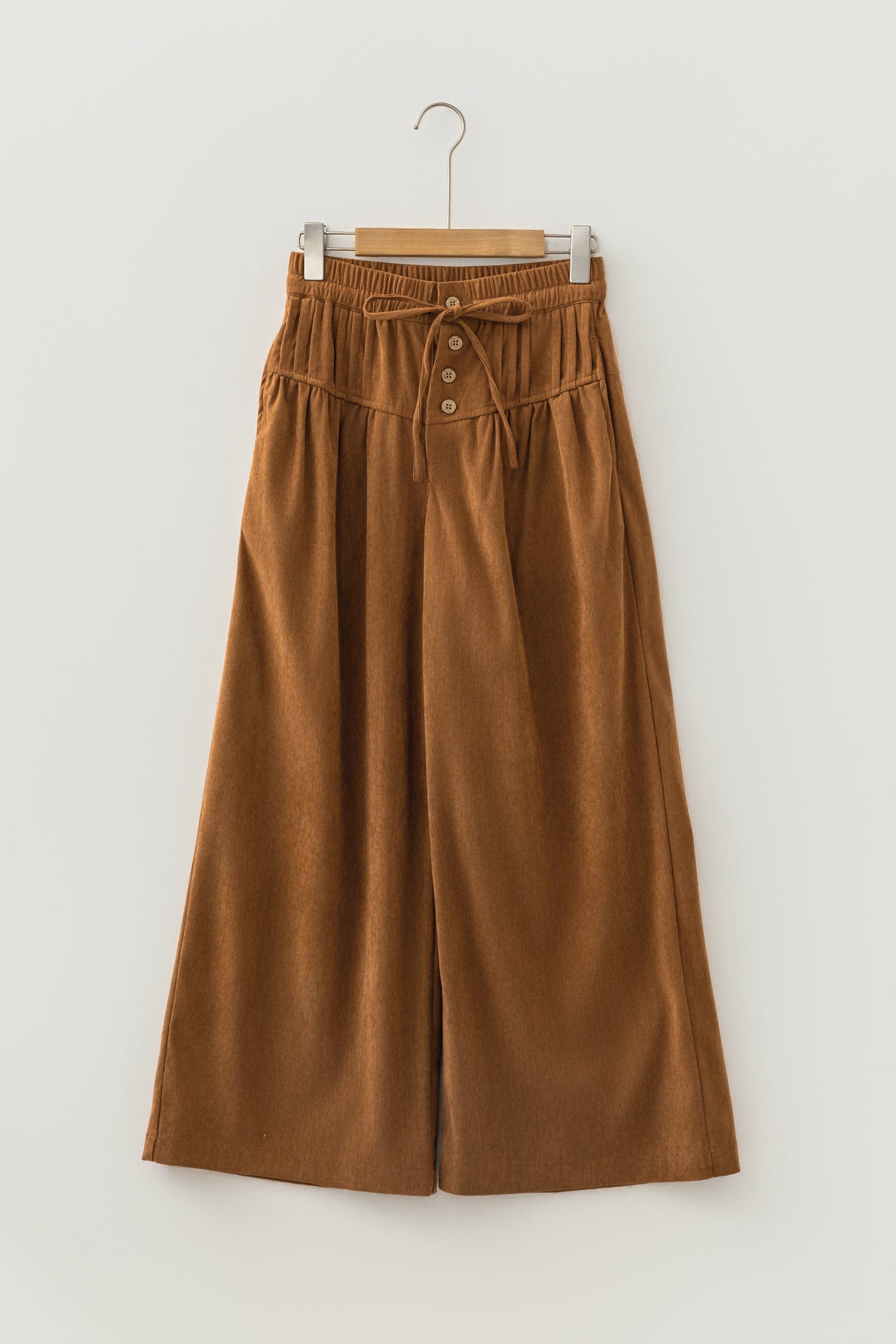 Corduroy Elastic Waist Wide Leg Pants in Thai curry, detail