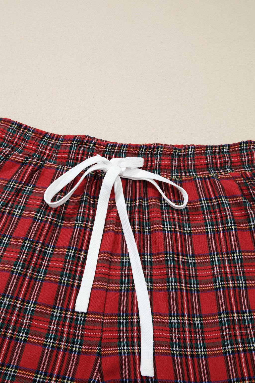 Christmas Merry Plaid Top & Shorts Set in white, shorts detail