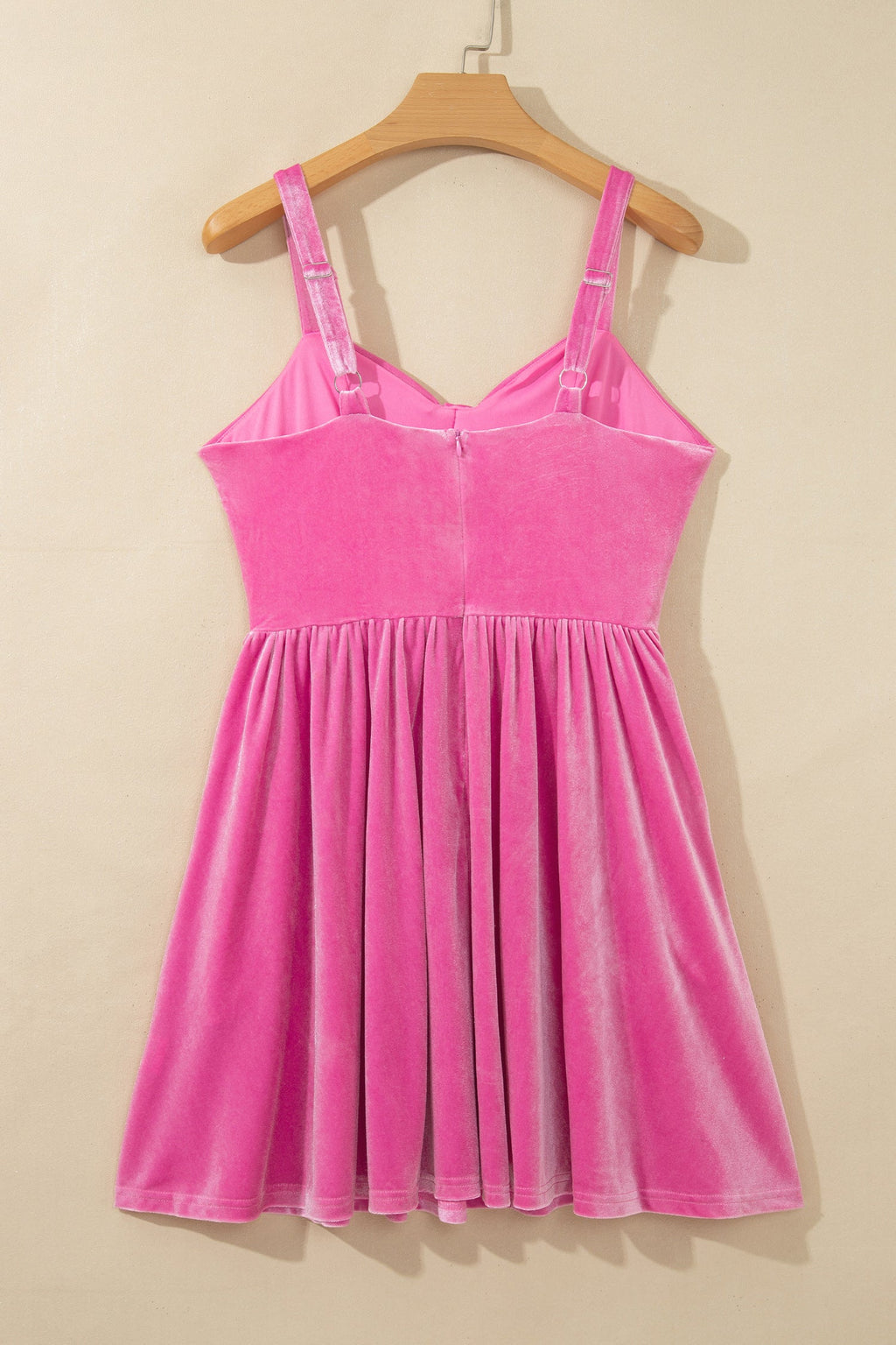 Velvet Sweetheart Neck Mini Dress in sachet pink, side view