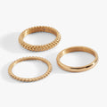 Ball Stacking Ring Set of 3 in Stainless Steel Gold - three ball textured stacking rings