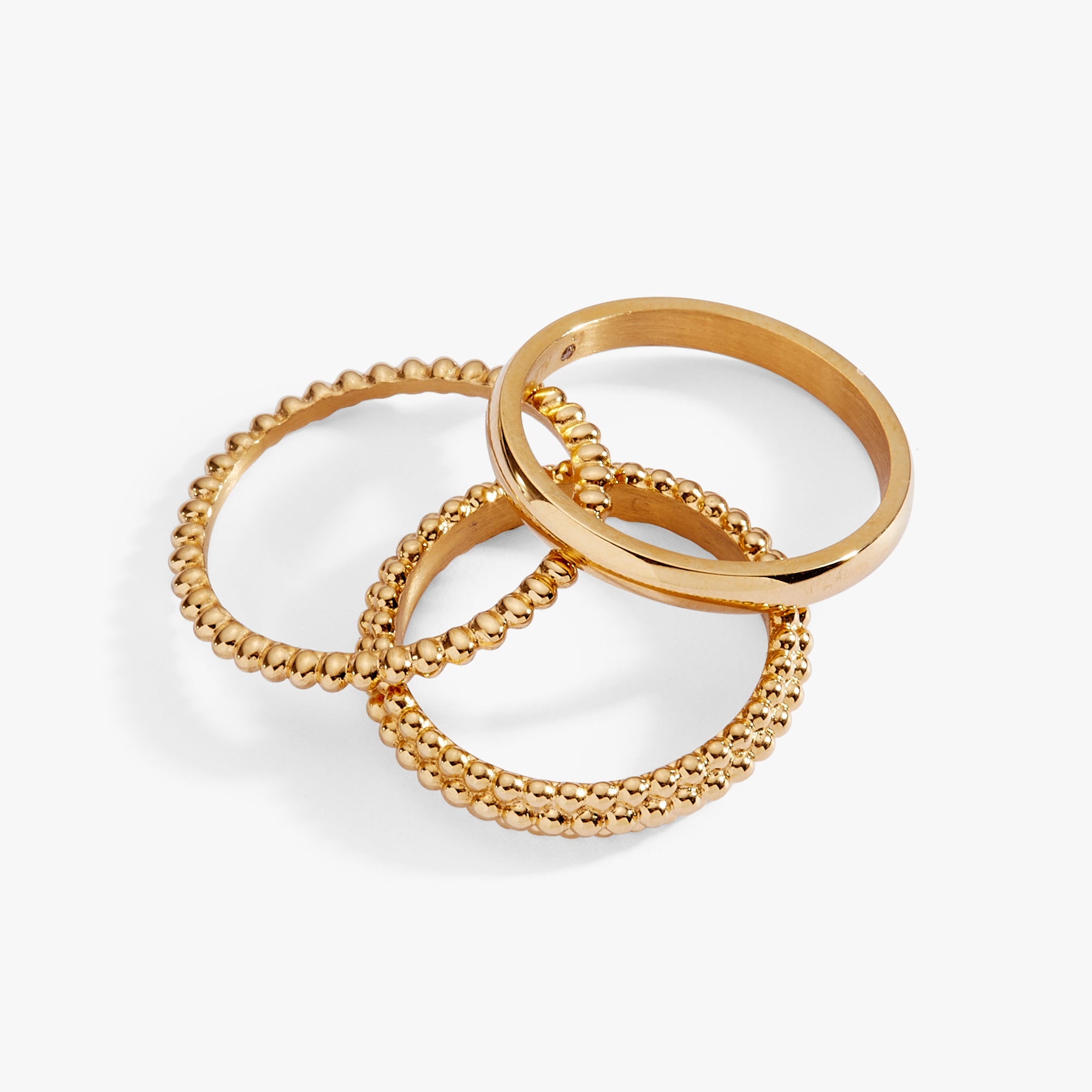 Ball Stacking Ring Set of 3 - styled stacked on finger