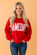 Fiery Red GAMEDAY embroidered patch pattern sweatshirt
